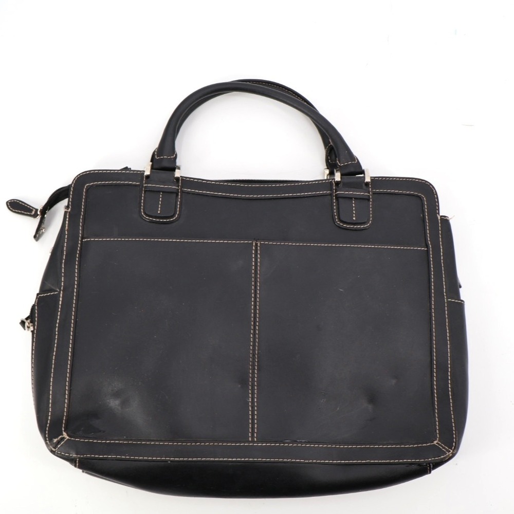 Franklin Covey Leather Briefcase Laptop‎ Bag Organizer Black Office Professional